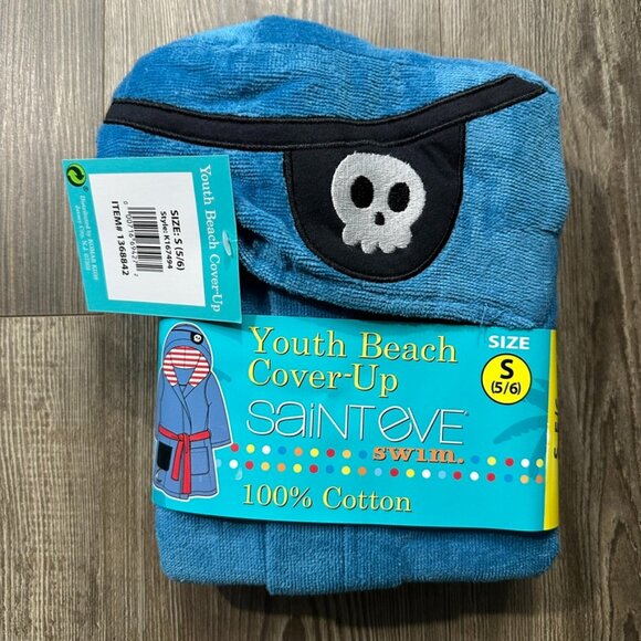 Saint Eve Other - Saint Eve Kids Beach Swim Cover-up 100% Cotton Pirate Blue Red Striped